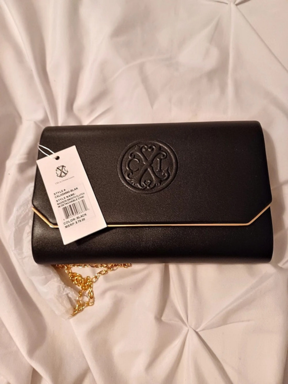 CXL by Christian Lacroix Madison Smooth clutch with detachable chain